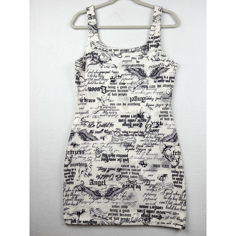 No Boundaries Dress Womens Juniors 11 13 Angel Graphic Bodycon Mini Y2K Grunge